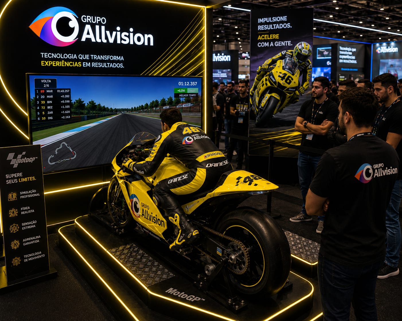 Aluguel de Simulador de Moto GP, Simulador de Fórmula 1, Totem Touch Screen e Painel de LED para o ENA – Encontro Nacional de Automação 2026 em Belo Horizonte
