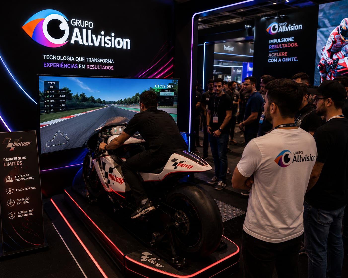 Aluguel de Simulador de Moto GP, Simulador de Fórmula 1, Totem Touch Screen e Painel de LED para o ENA – Encontro Nacional de Automação 2026 em Belo Horizonte
